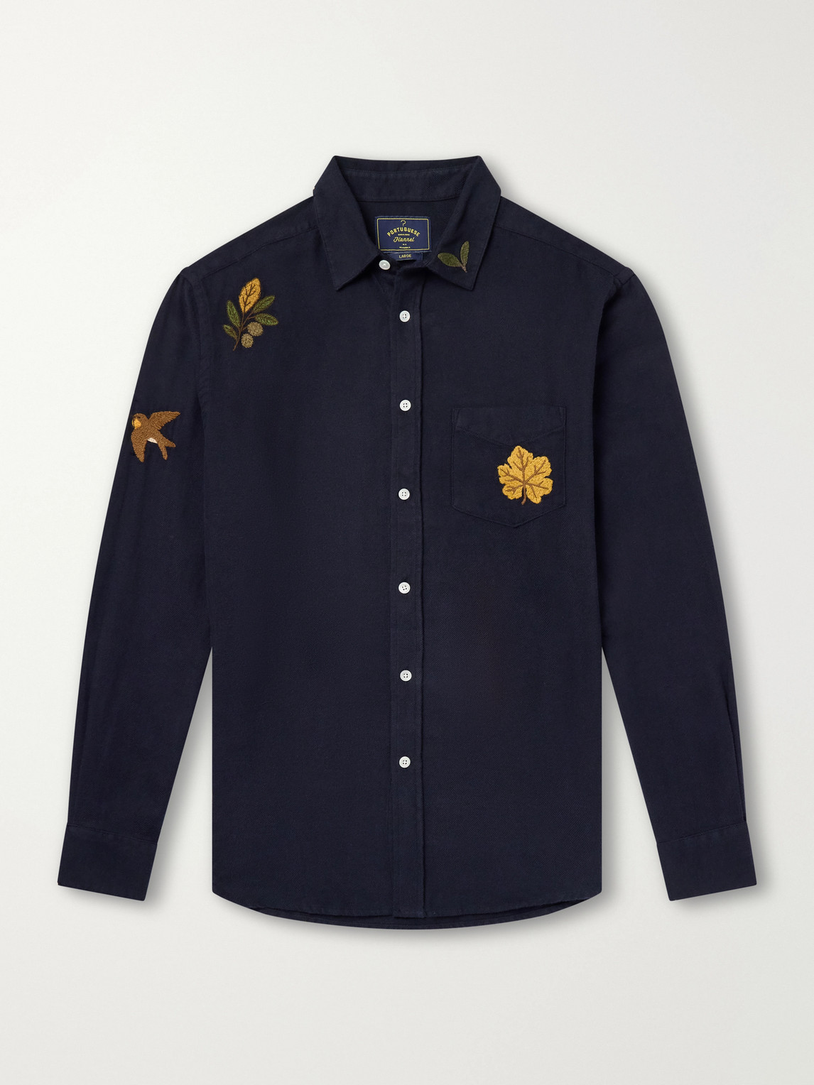 Embroidered Cotton-Flannel Shirt