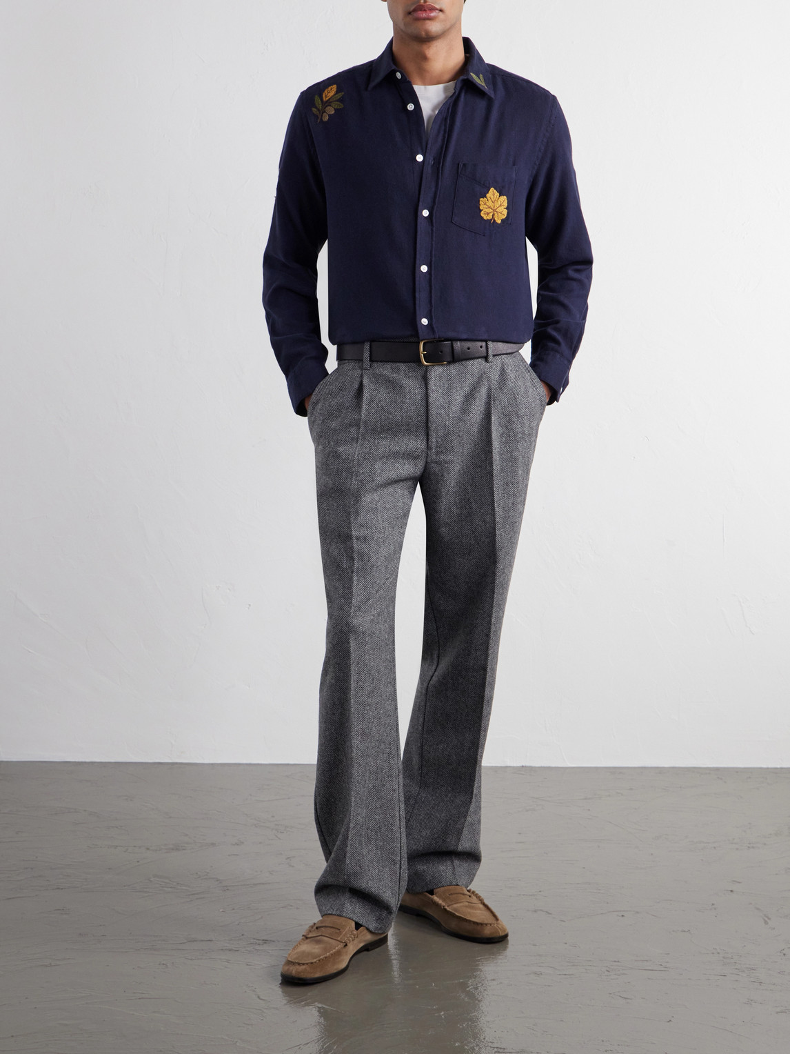 Embroidered Cotton-Flannel Shirt