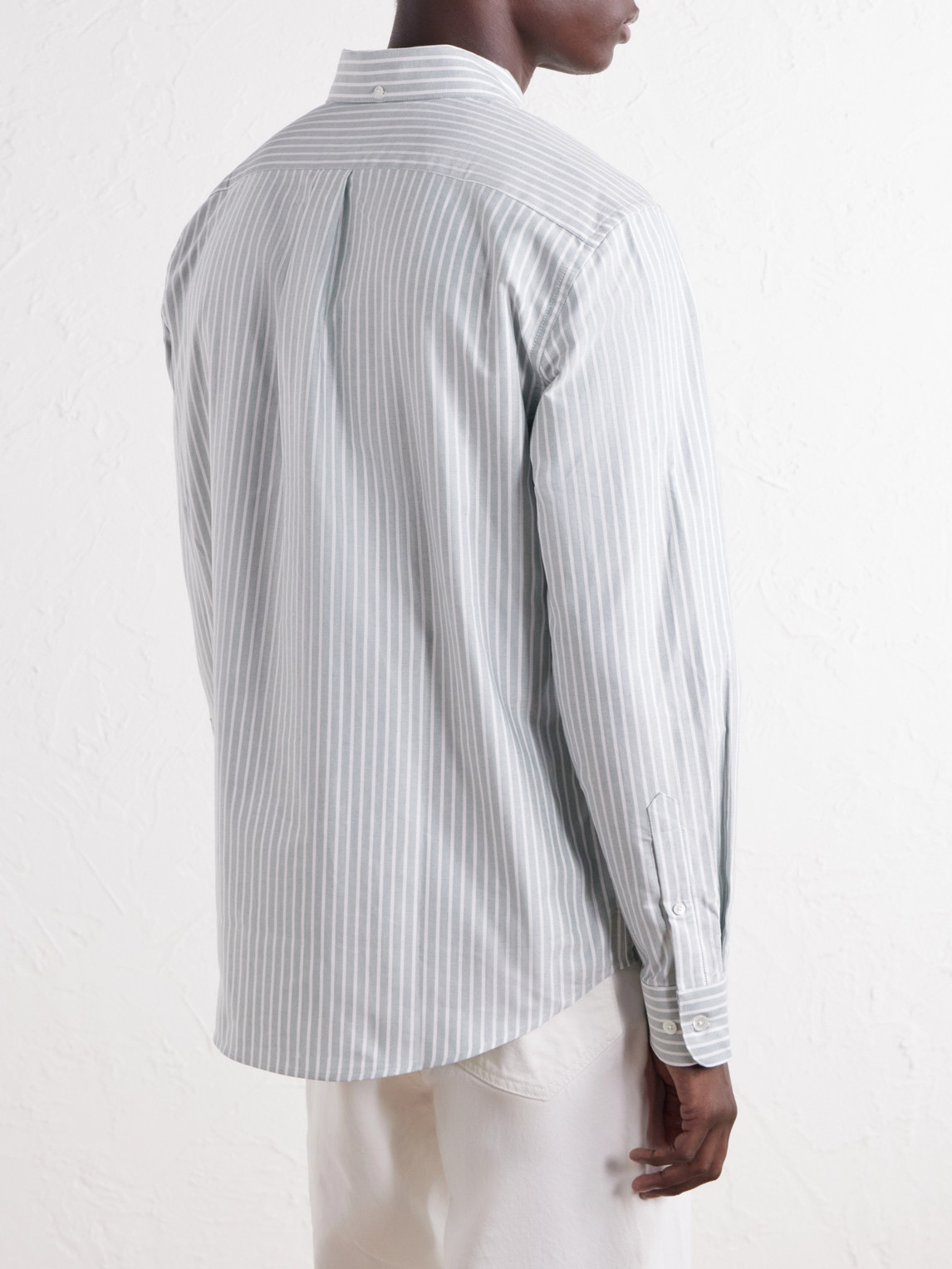 Belavista Button-Down Collar Striped Cotton-Oxford Shirt