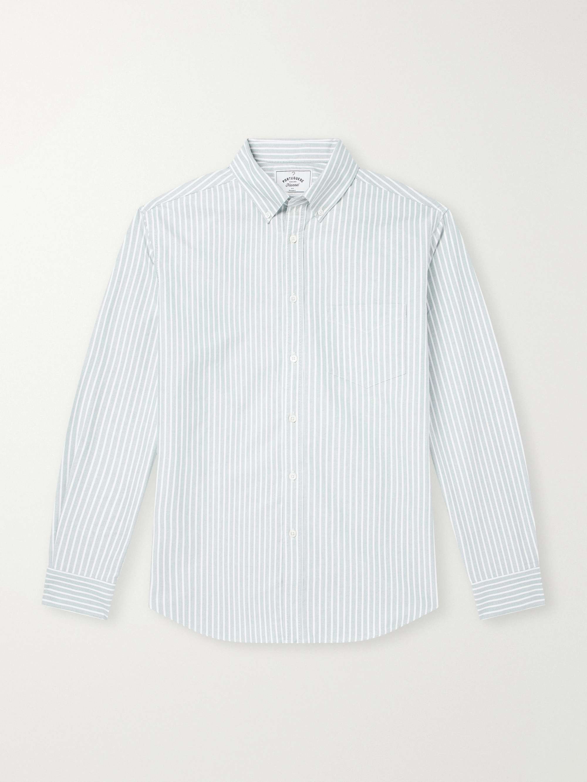 PORTUGUESE FLANNEL Belavista Button-Down Collar Striped Cotton Oxford Shirt