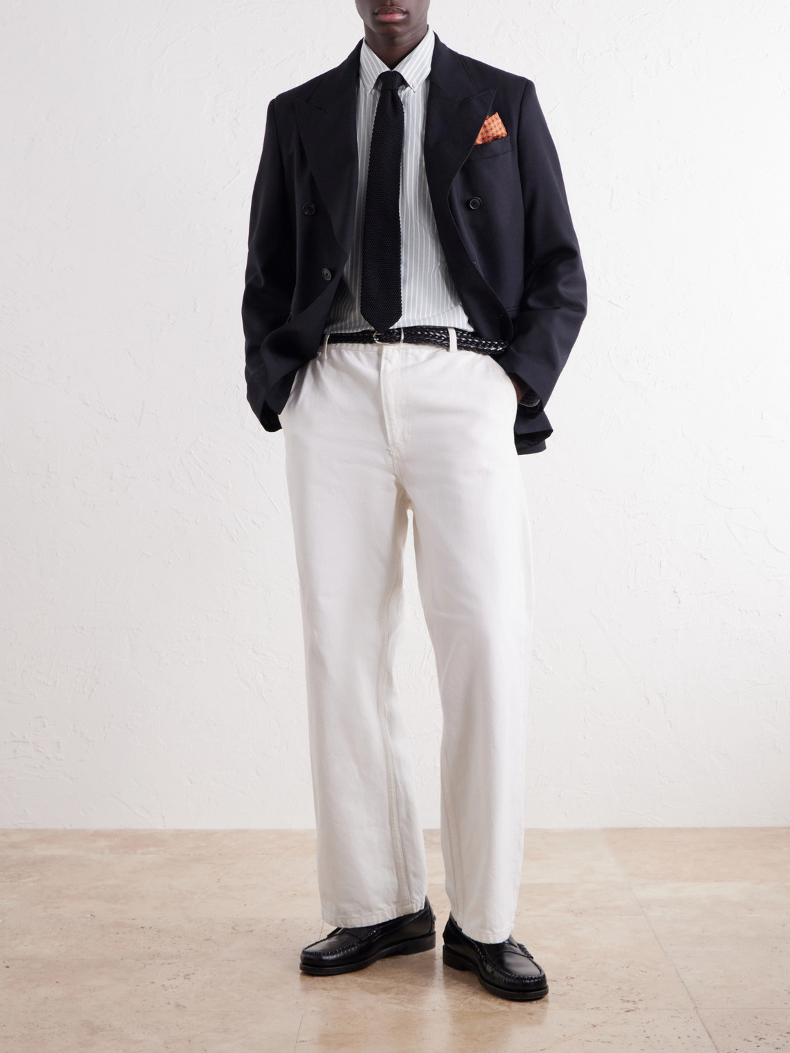 Belavista Button-Down Collar Striped Cotton-Oxford Shirt