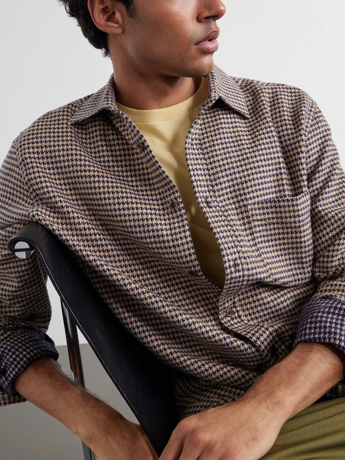 Houndstooth Organic Cotton-Flannel Shirt