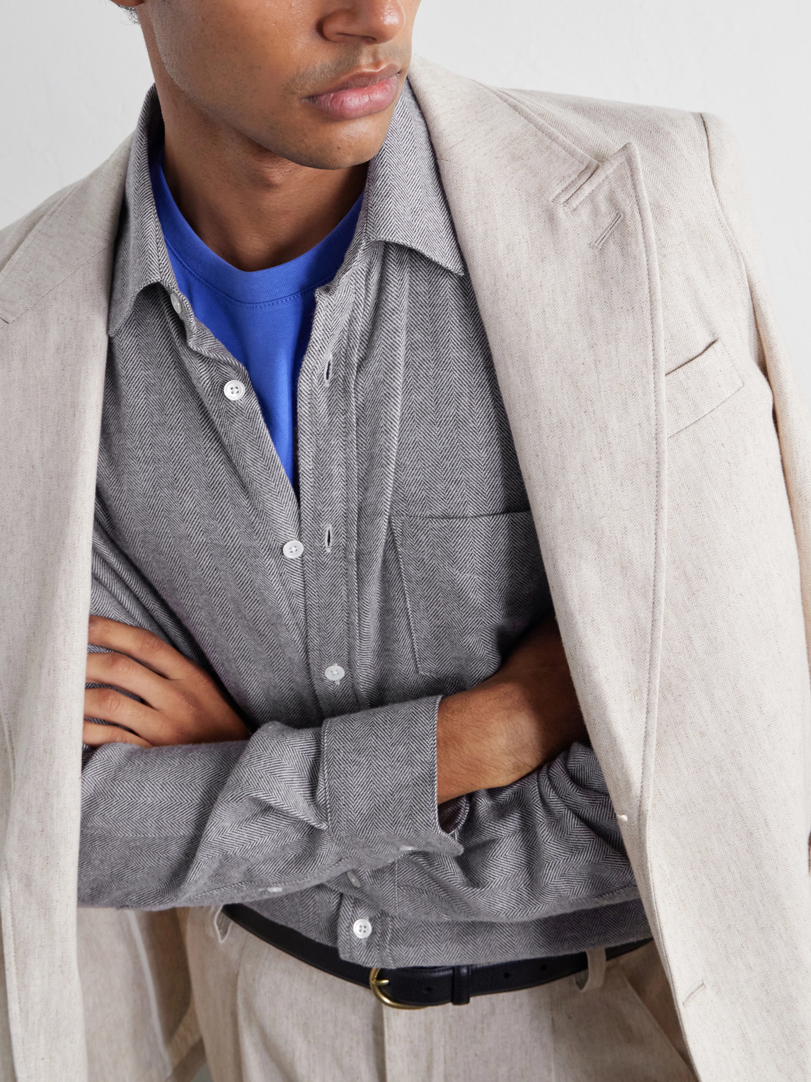 Espiga Herringbone Cotton-Flannel Shirt
