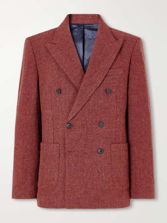 Portugueseflannel Double-Breasted Wool-Tweed Blazer