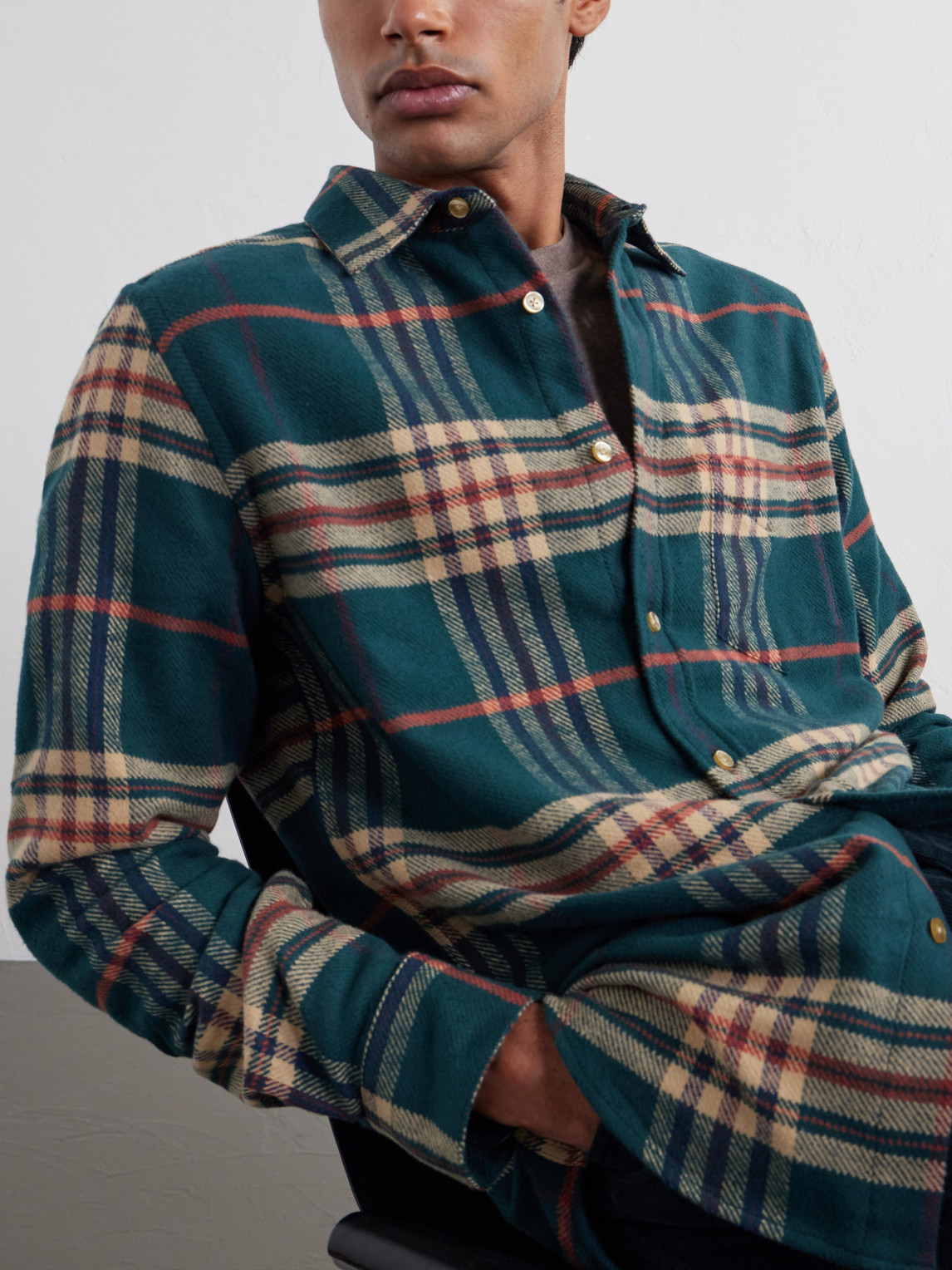 Cervo Checked Cotton-Flannel Shirt