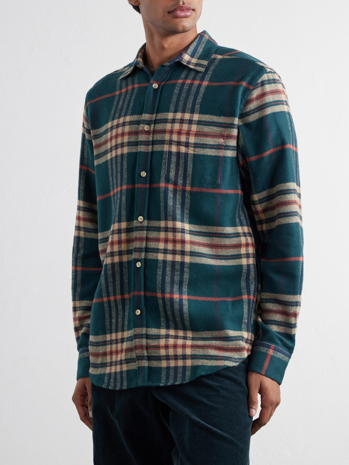 Cervo Checked Cotton-Flannel Shirt