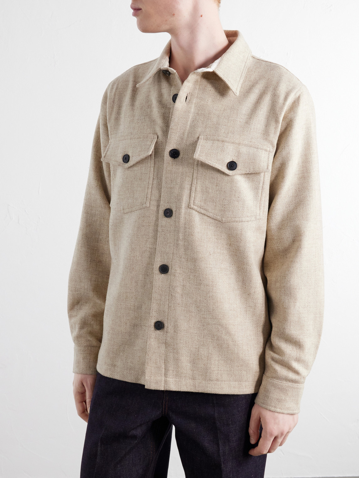 Mélange Wool-Tweed Overshirt