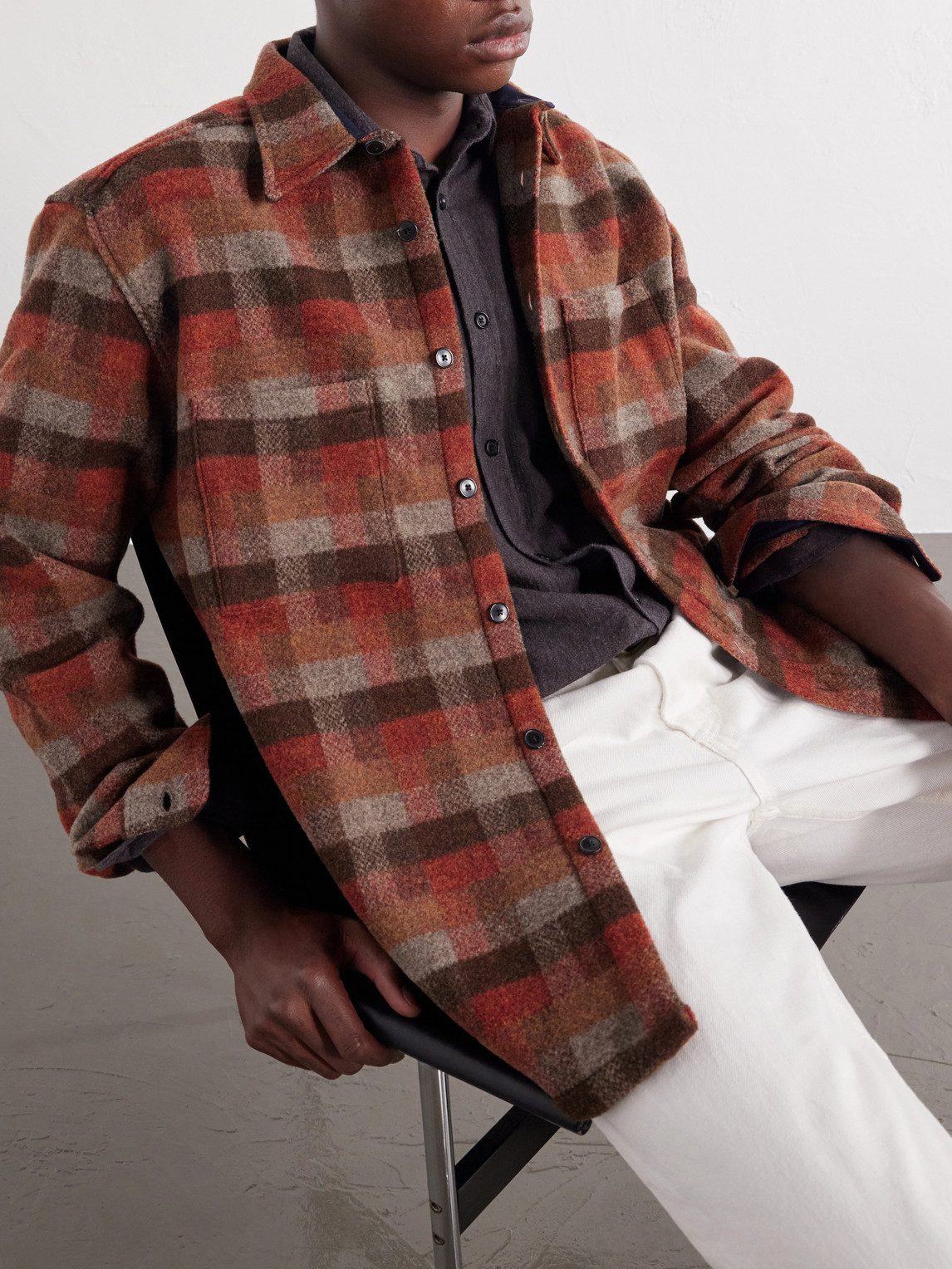Agripa Checked Wool-Flannel Overshirt