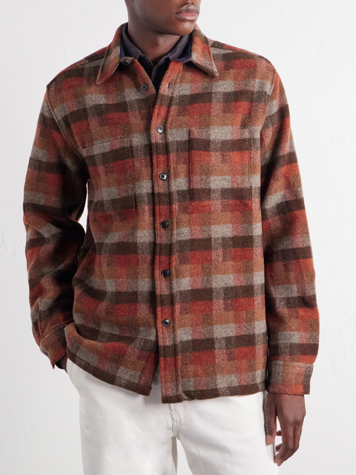 Agripa Checked Wool-Flannel Overshirt