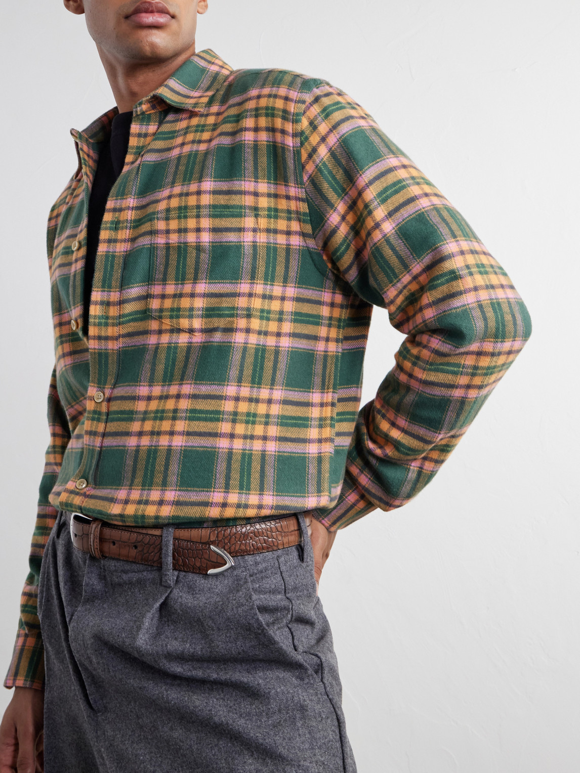 Olivara Checked Cotton-Flannel Shirt