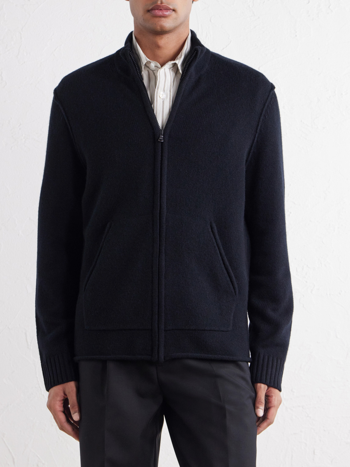 Cashmere Zip-Up Cardigan