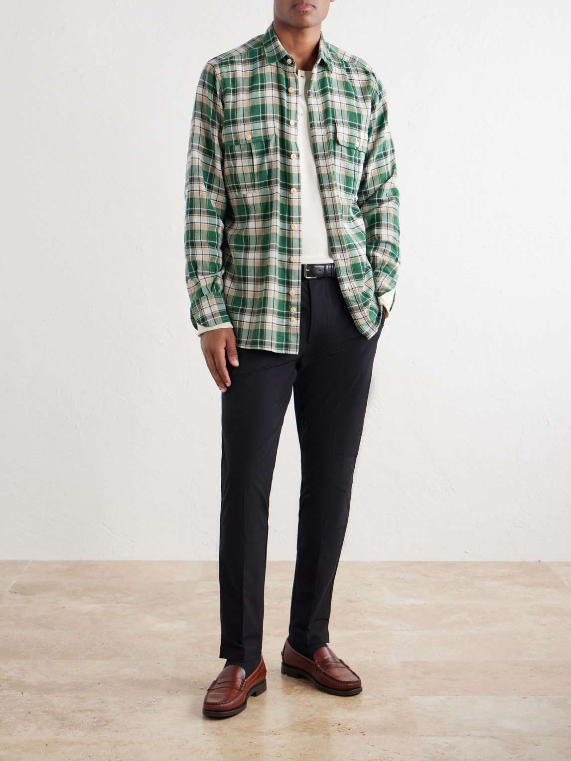 Stretch Cotton-Blend Trousers Slim-Fit