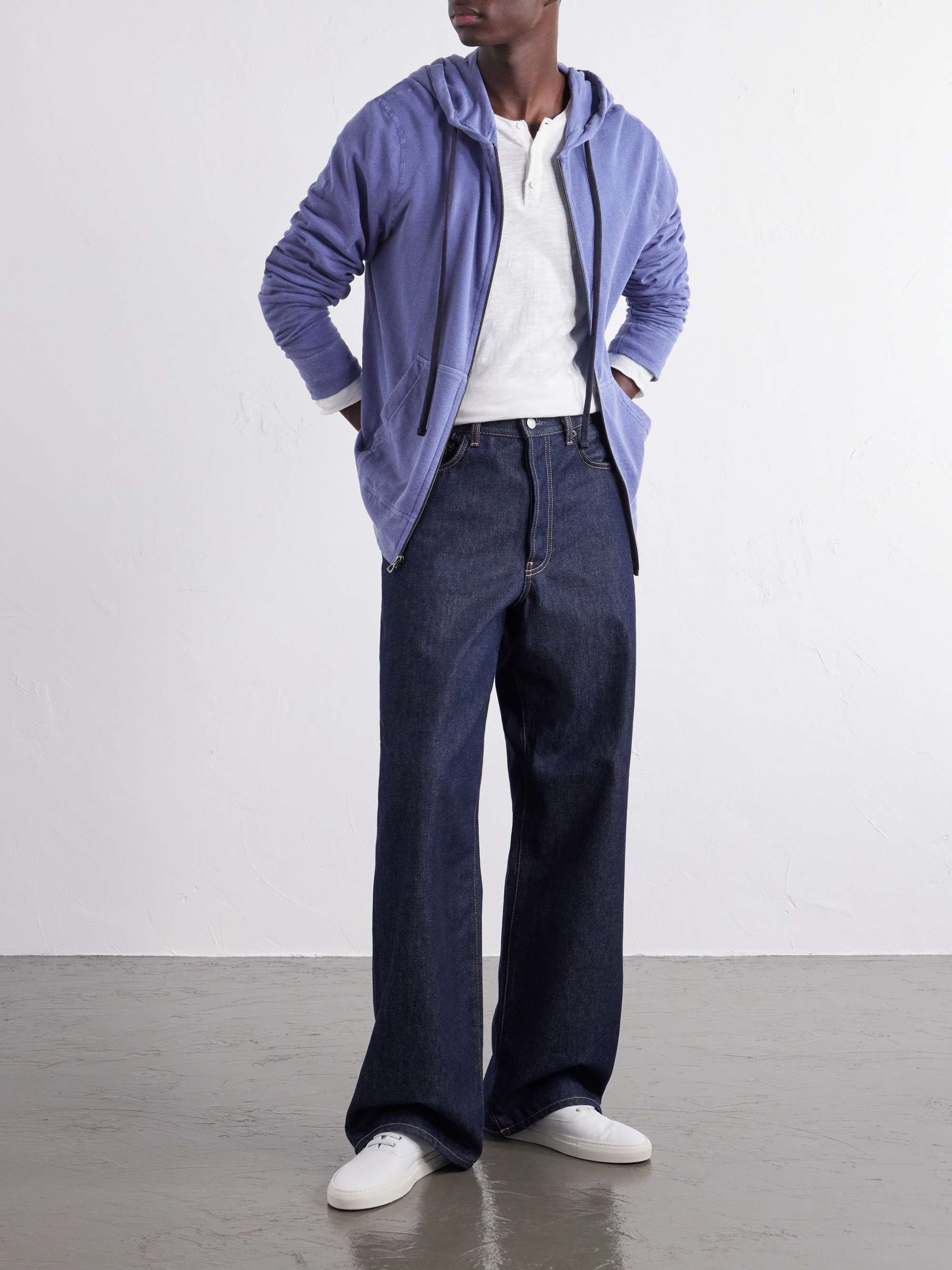 JAMES PERSE Supima Cotton-Jersey Zip-Up Hoodie