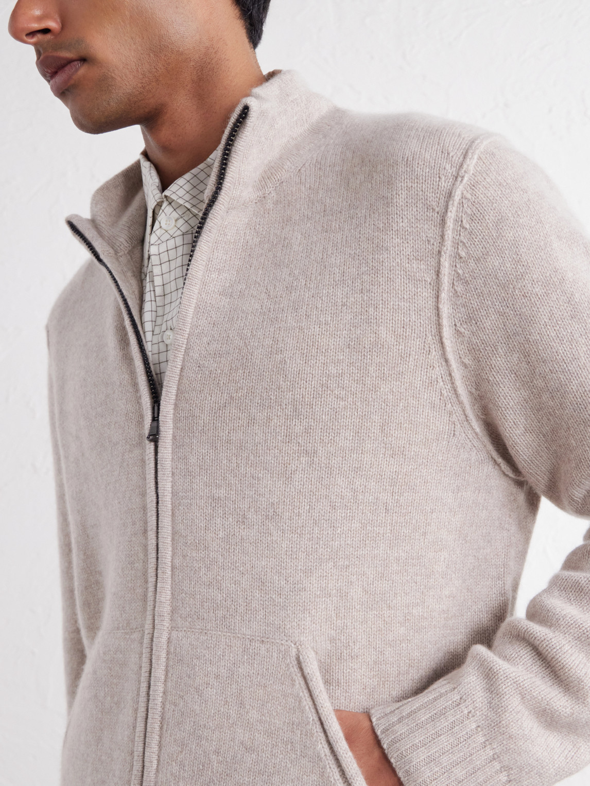 Cashmere Zip-Up Cardigan