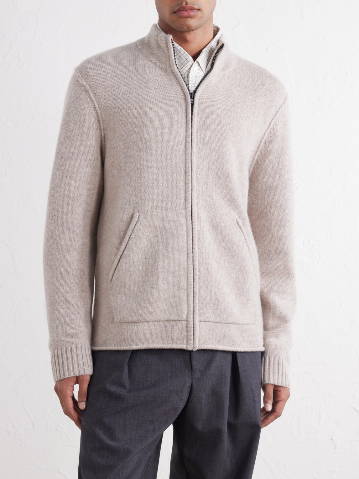 Cashmere Zip-Up Cardigan