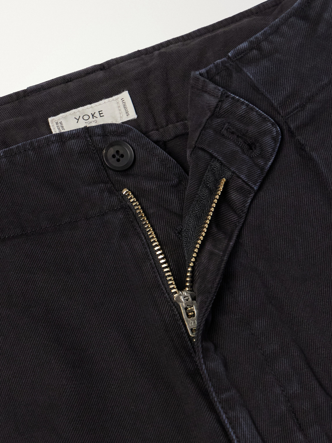Wide-Leg Garment-Dyed Pleated Cotton-Twill Trousers