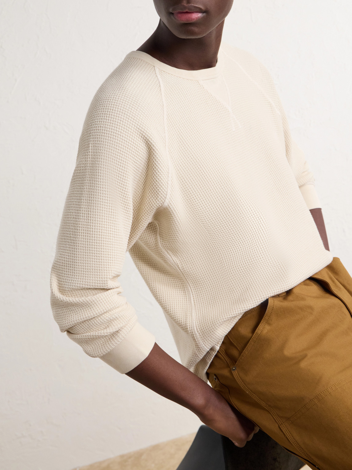Thermal Waffle-Knit Cotton T-Shirt