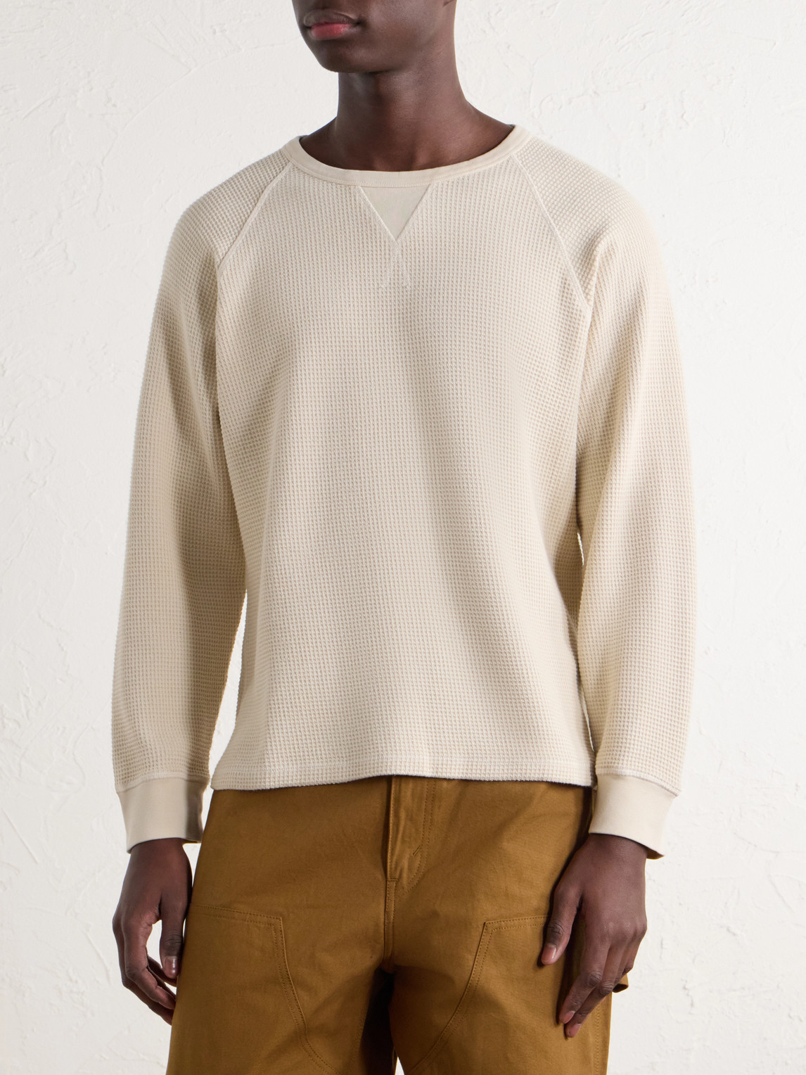 Thermal Waffle-Knit Cotton T-Shirt