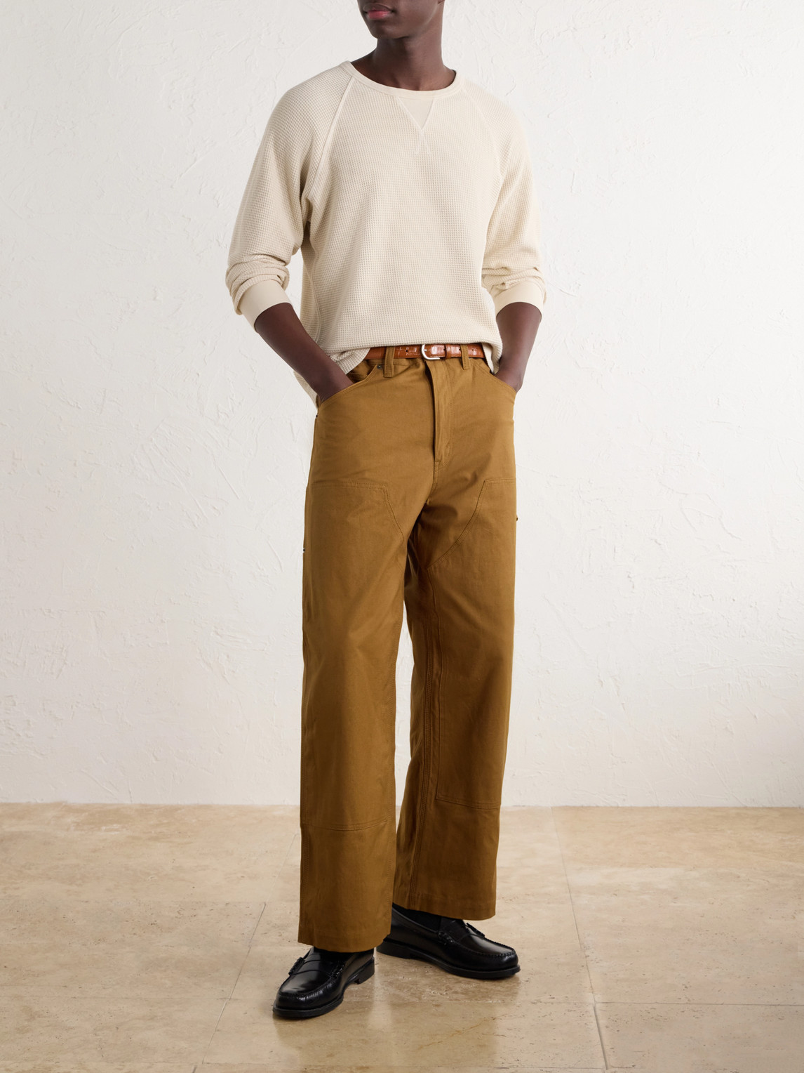 Thermal Waffle-Knit Cotton T-Shirt