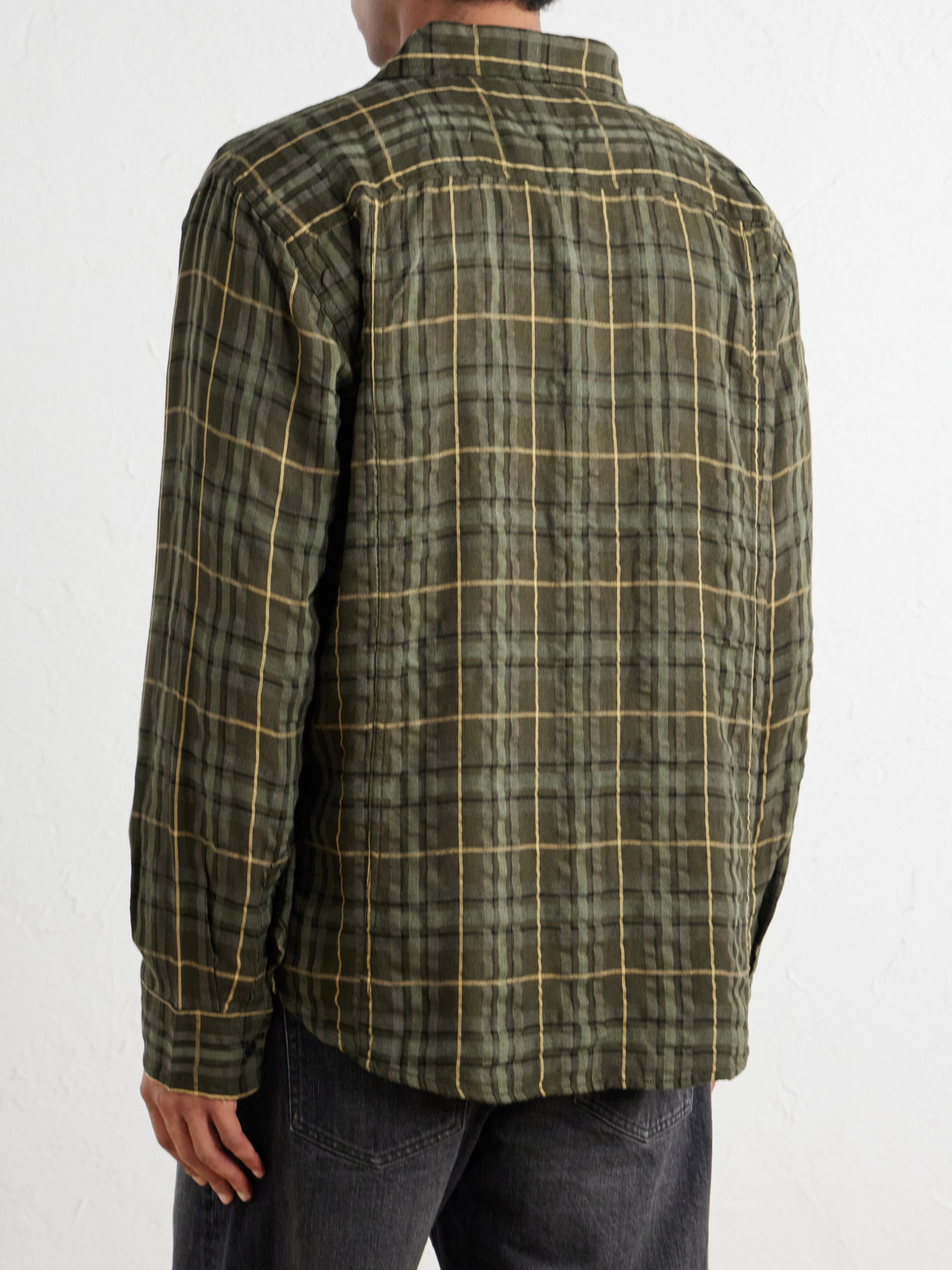 Crinkled Checked Cotton-Blend Shirt