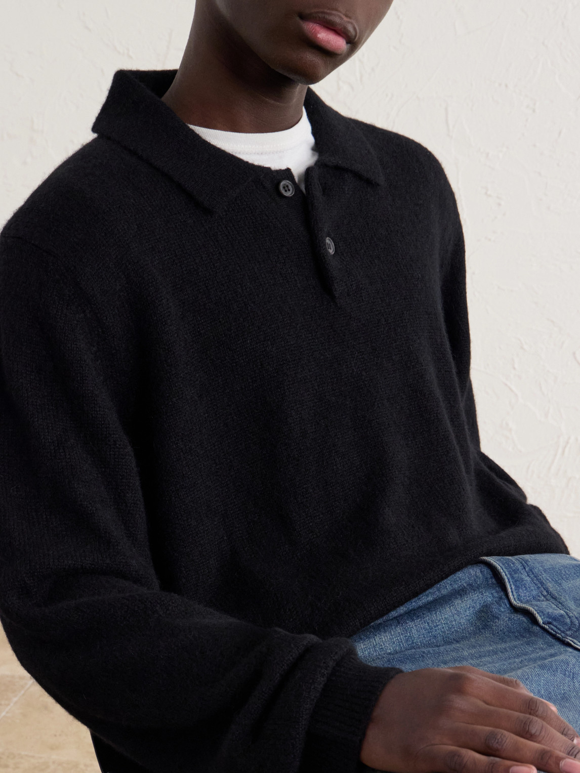 Alpaca-Blend Polo Sweater