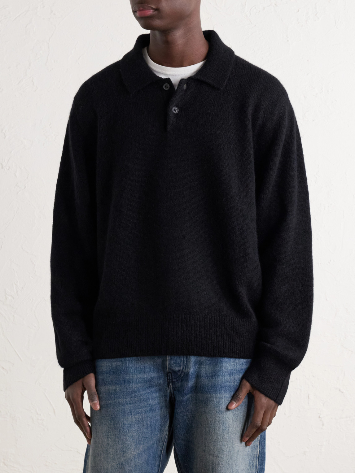 Alpaca-Blend Polo Sweater