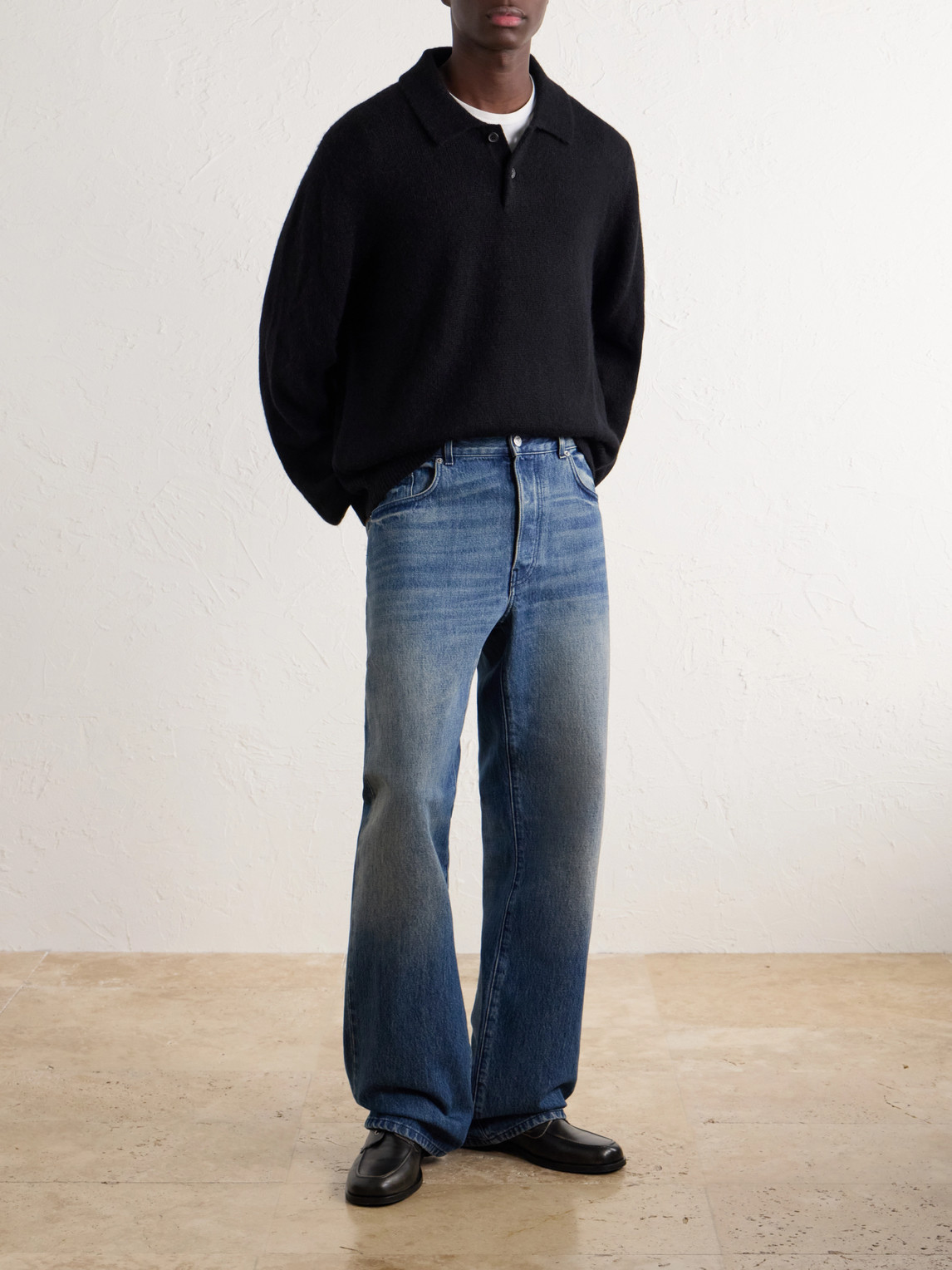 Alpaca-Blend Polo Sweater