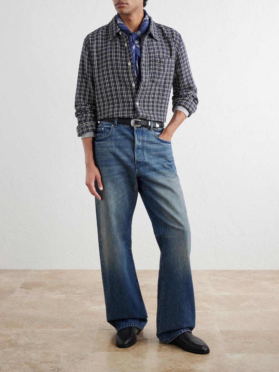 Reverse Checked Cotton-Tweed Shirt