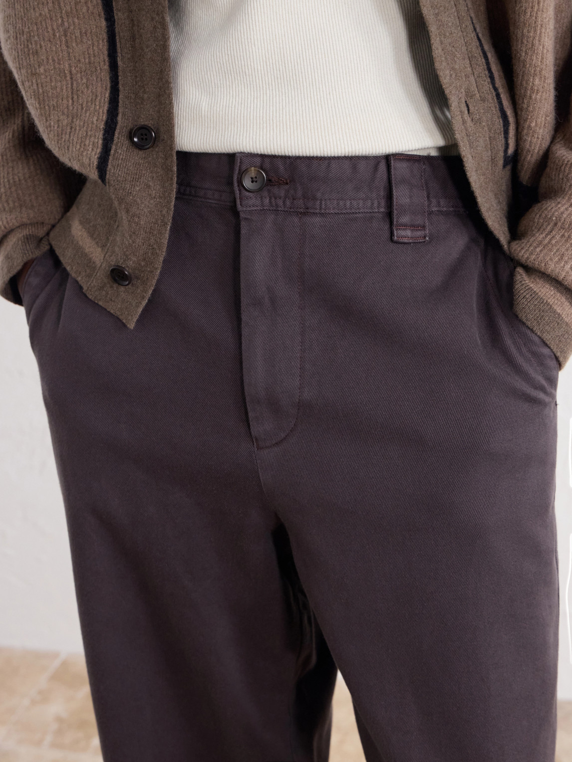 Wide-Leg Cotton-Twill Trousers