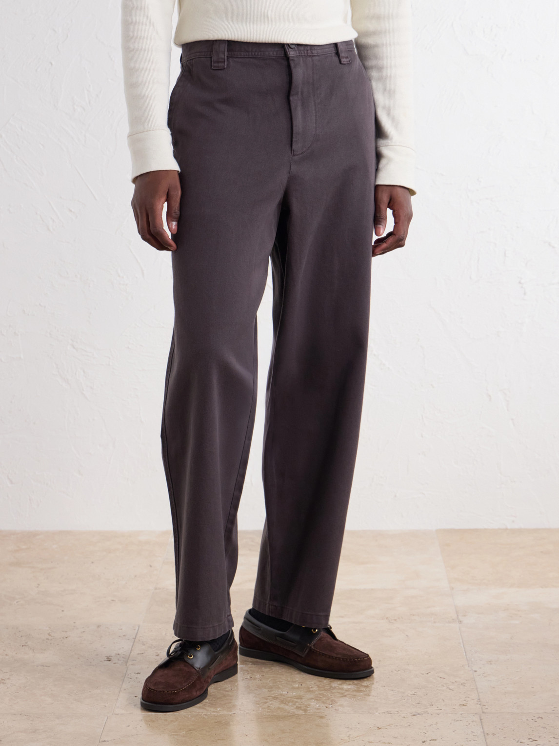 Wide-Leg Cotton-Twill Trousers