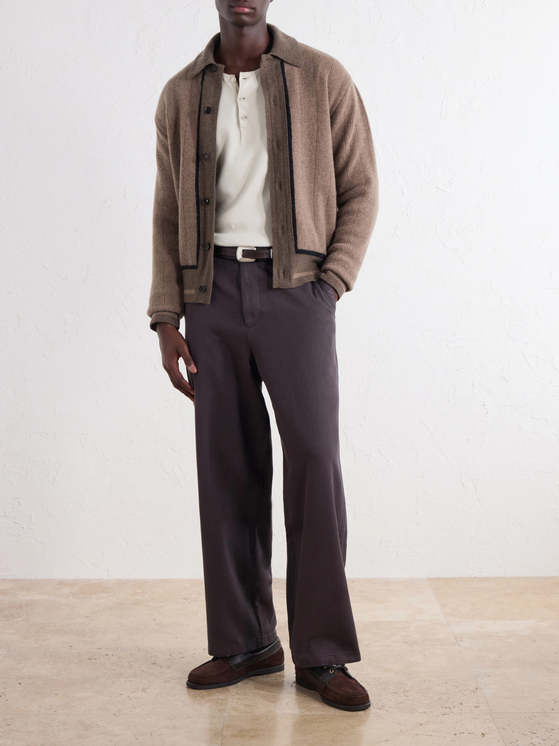 Wide-Leg Cotton-Twill Trousers