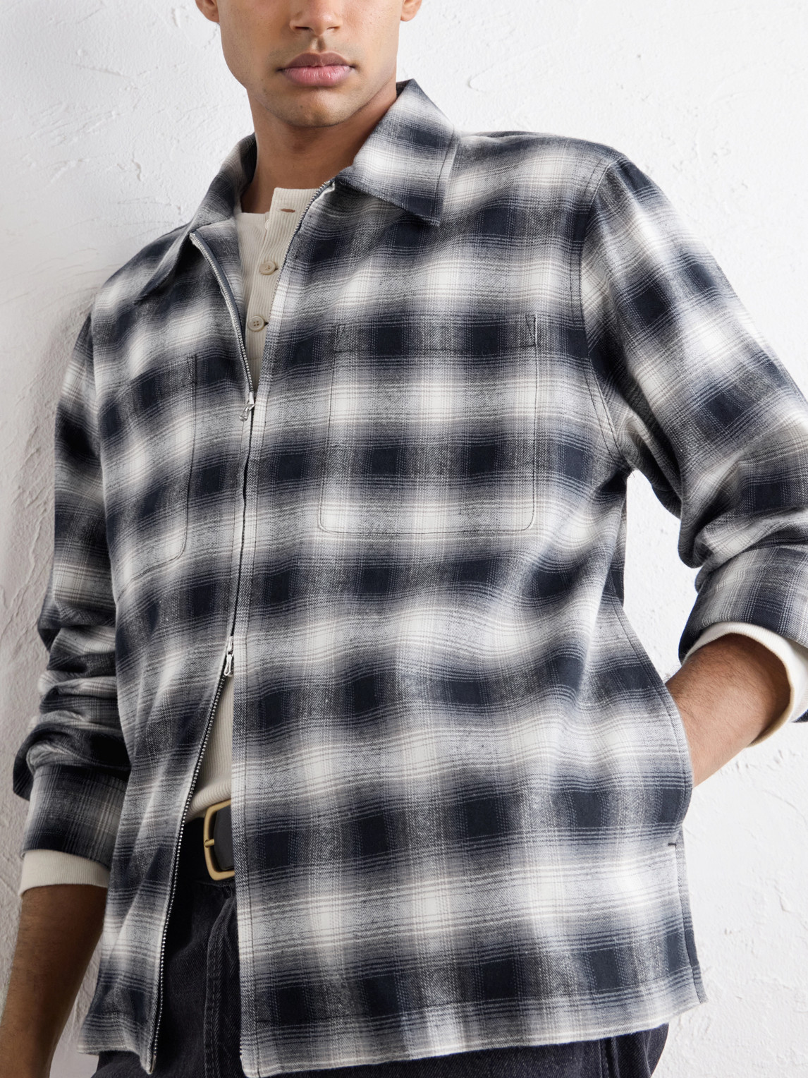 Zoclao Checked Zip-Up Cotton Jacket