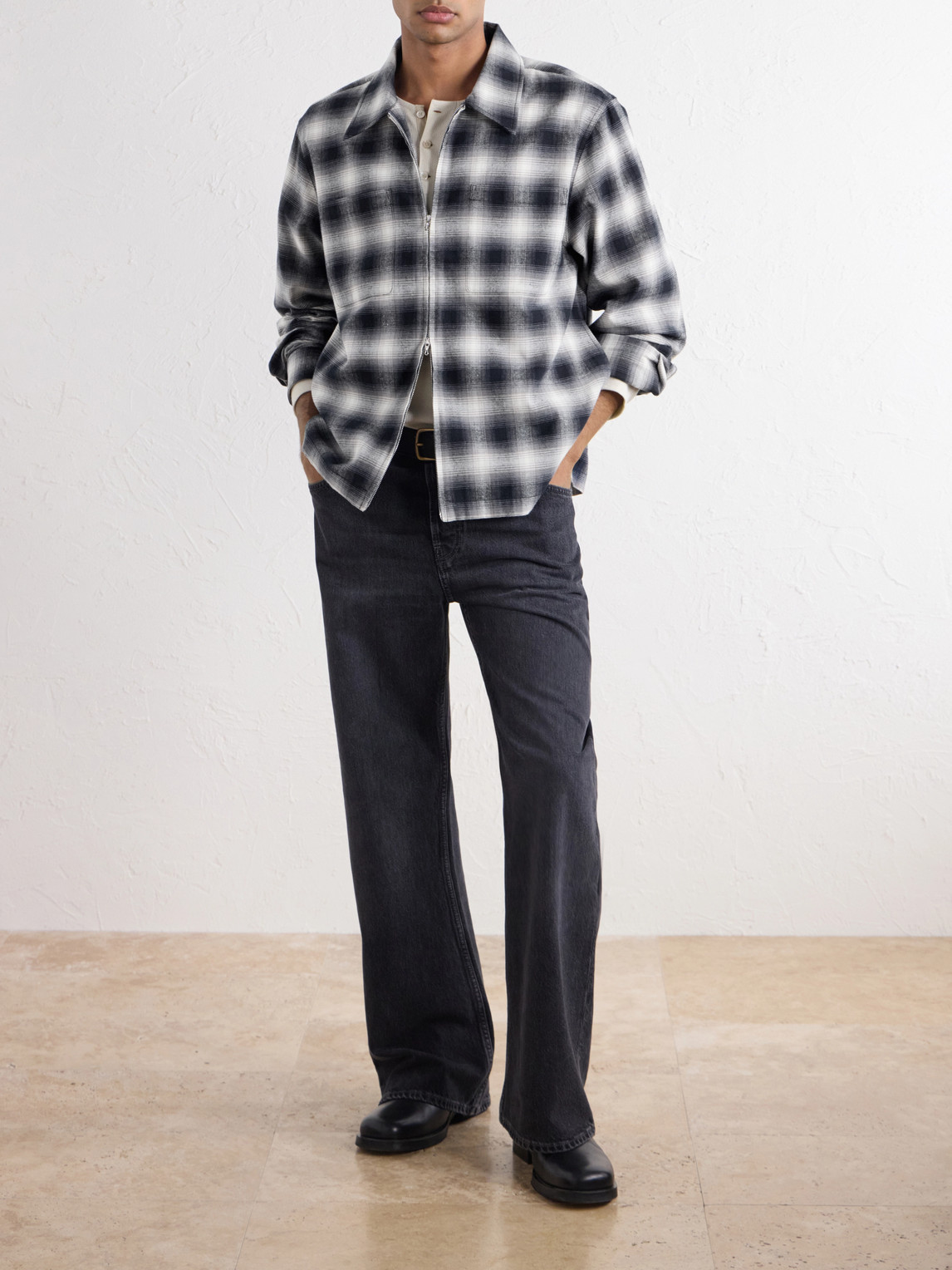 Zoclao Checked Zip-Up Cotton Jacket