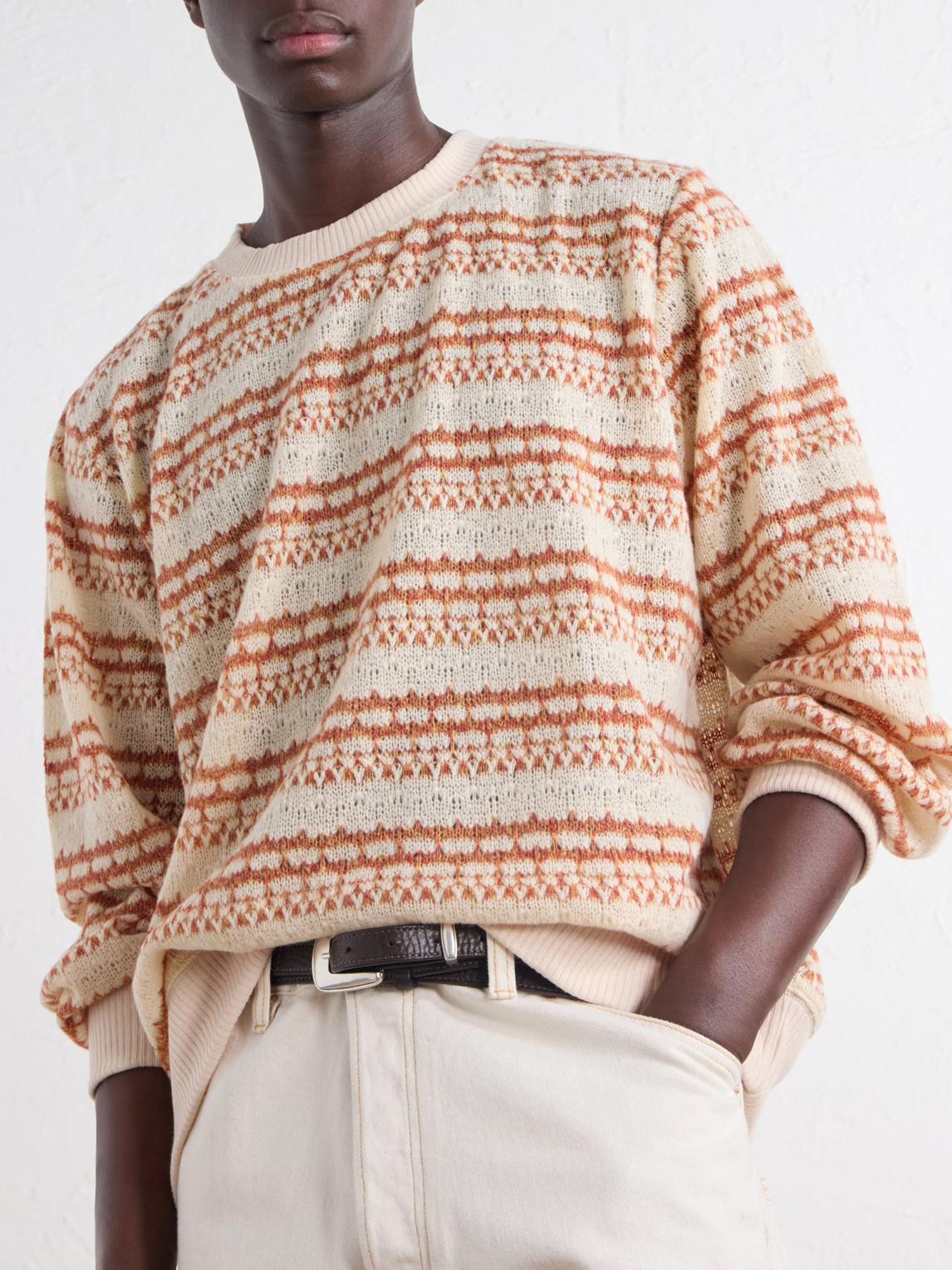 Striped Pointelle-Knit Sweater
