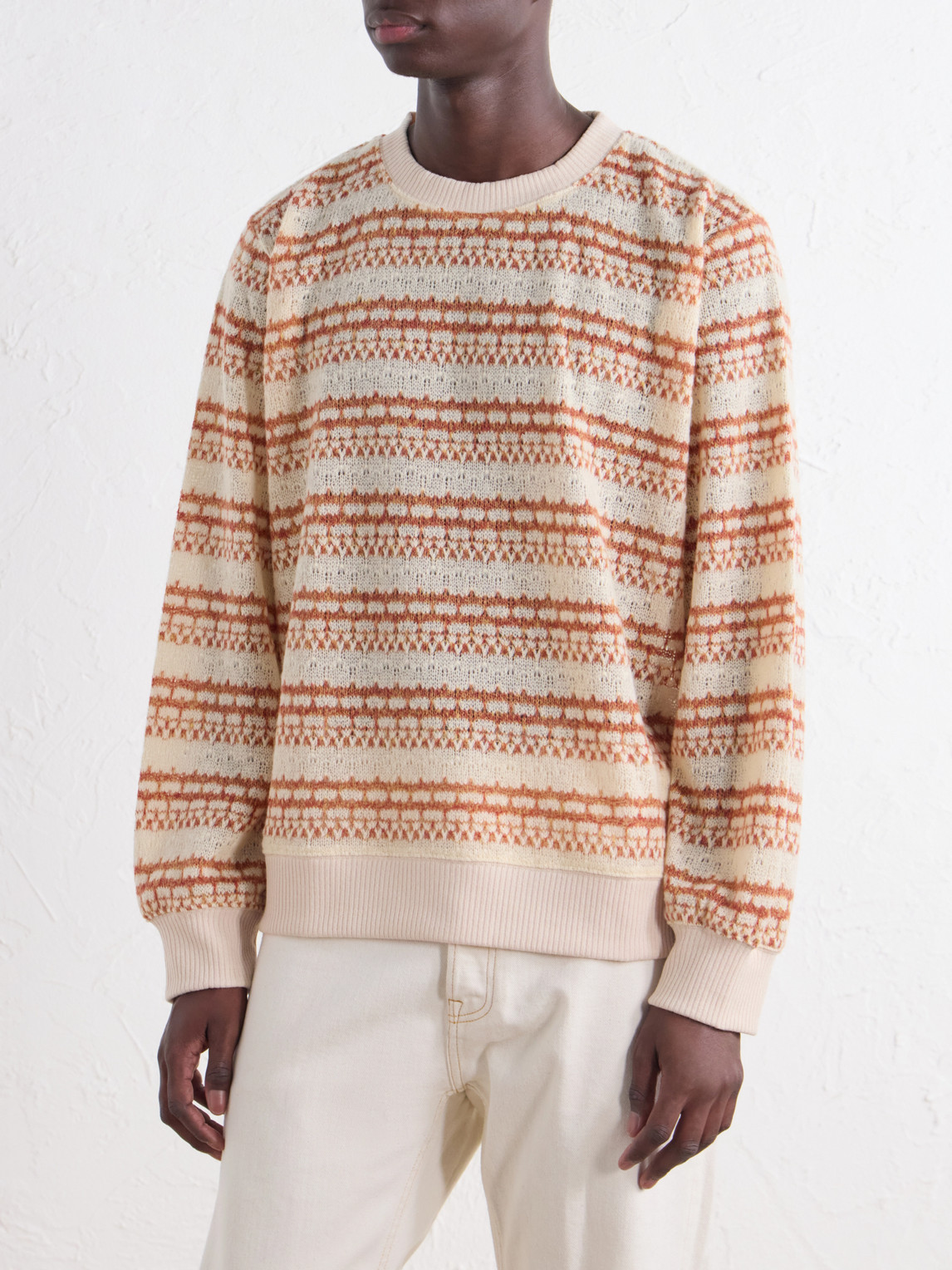 Striped Pointelle-Knit Sweater