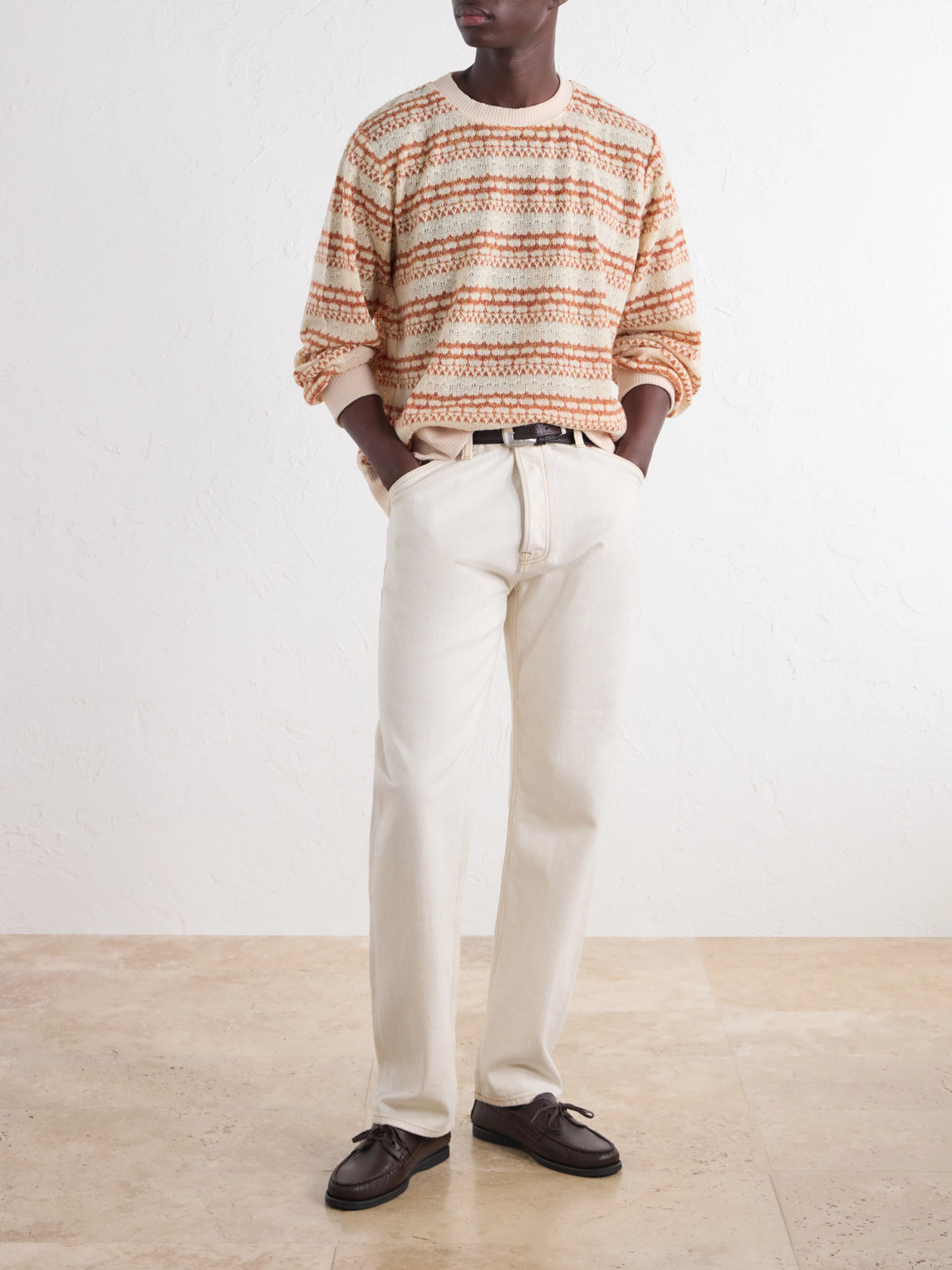 Striped Pointelle-Knit Sweater