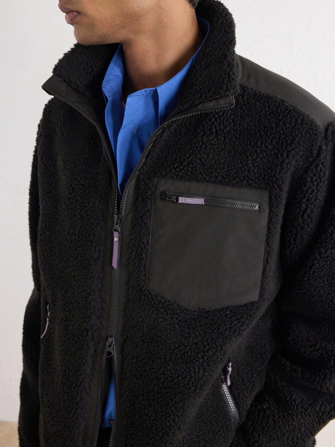 Shell-Trimmed Fleece Jacket