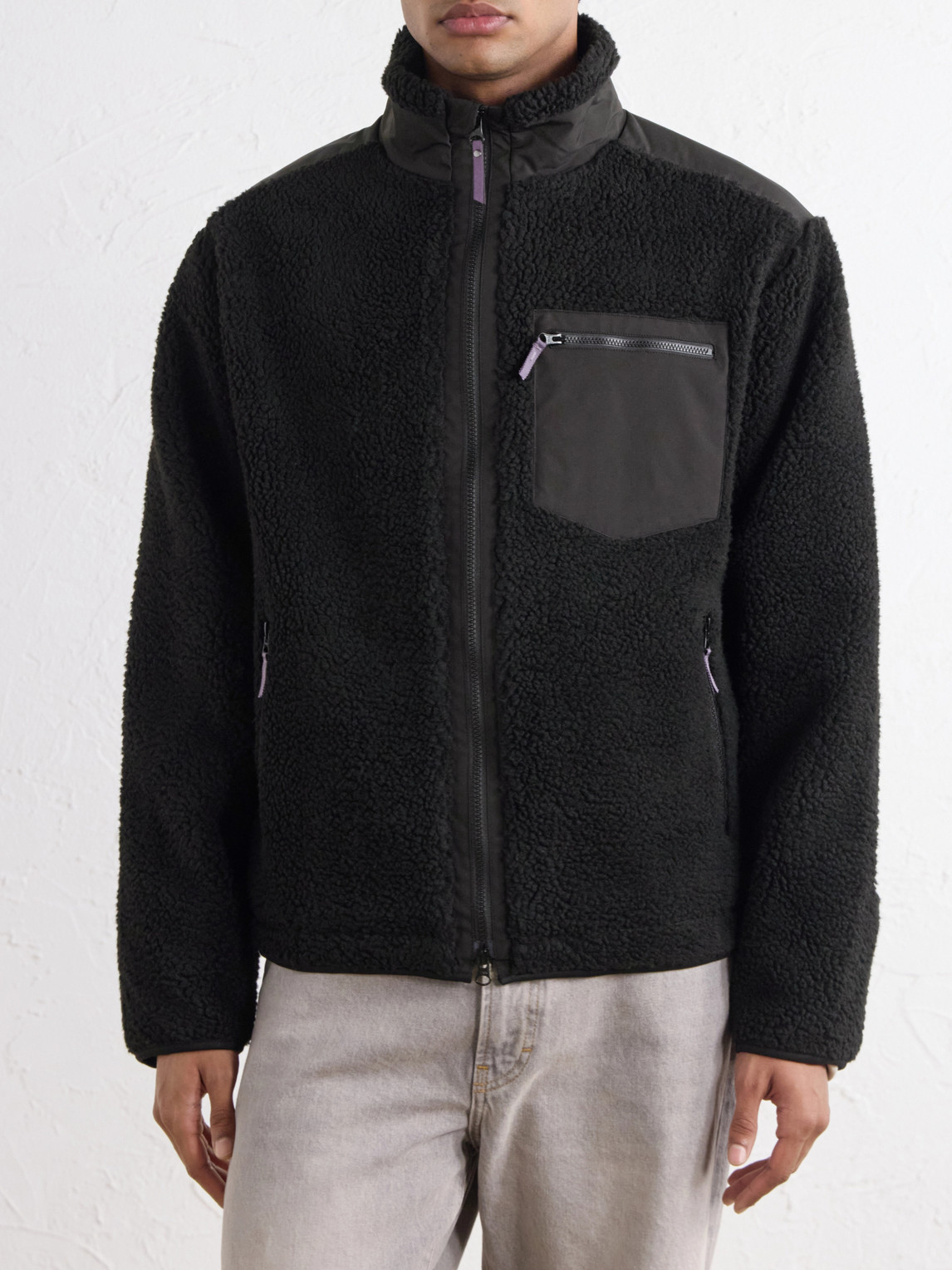 Shell-Trimmed Fleece Jacket