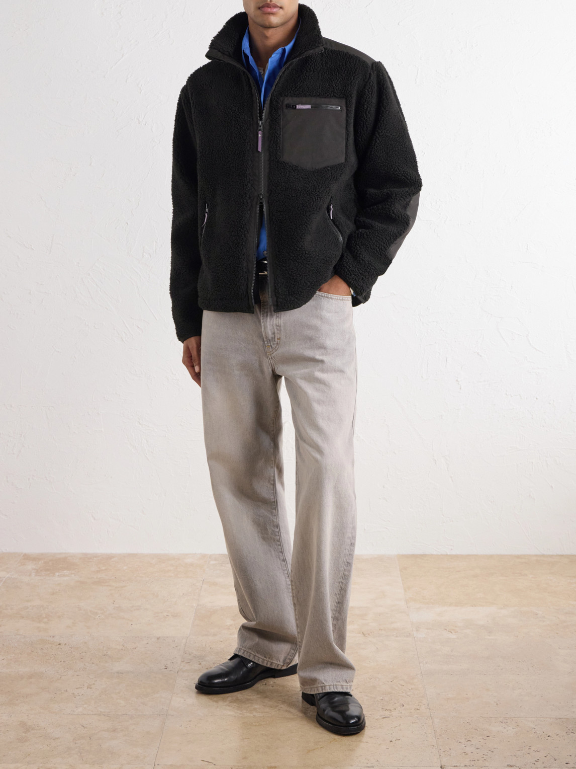 Shell-Trimmed Fleece Jacket