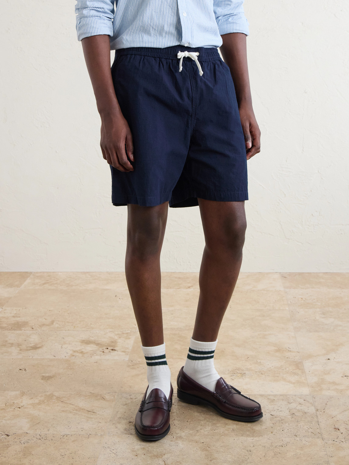 Drake's Straight-Leg Cotton Drawstring Shorts - Men | Thumbnail 3