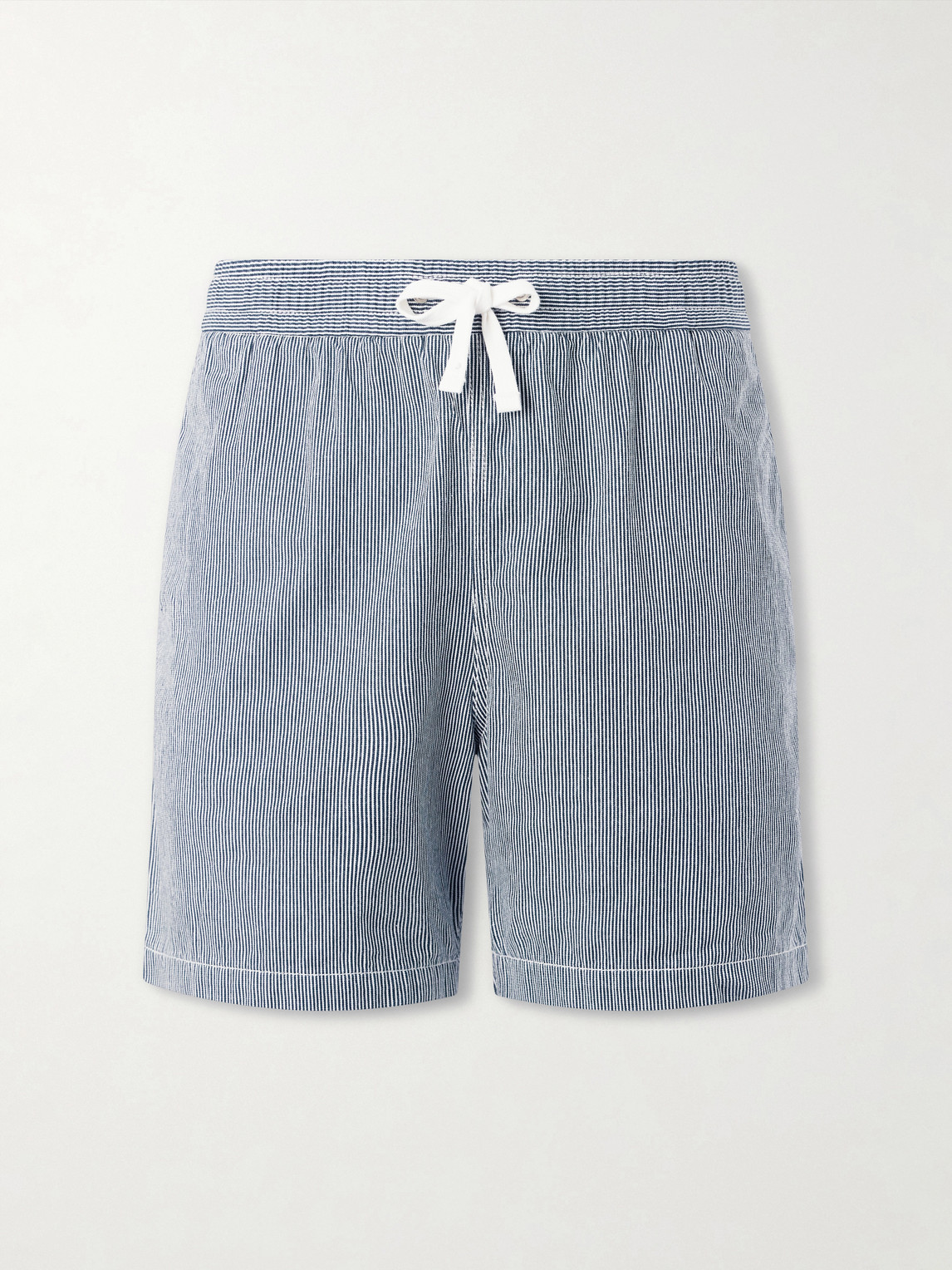 Drake's Straight-leg Striped Cotton Drawstring Shorts In Blue