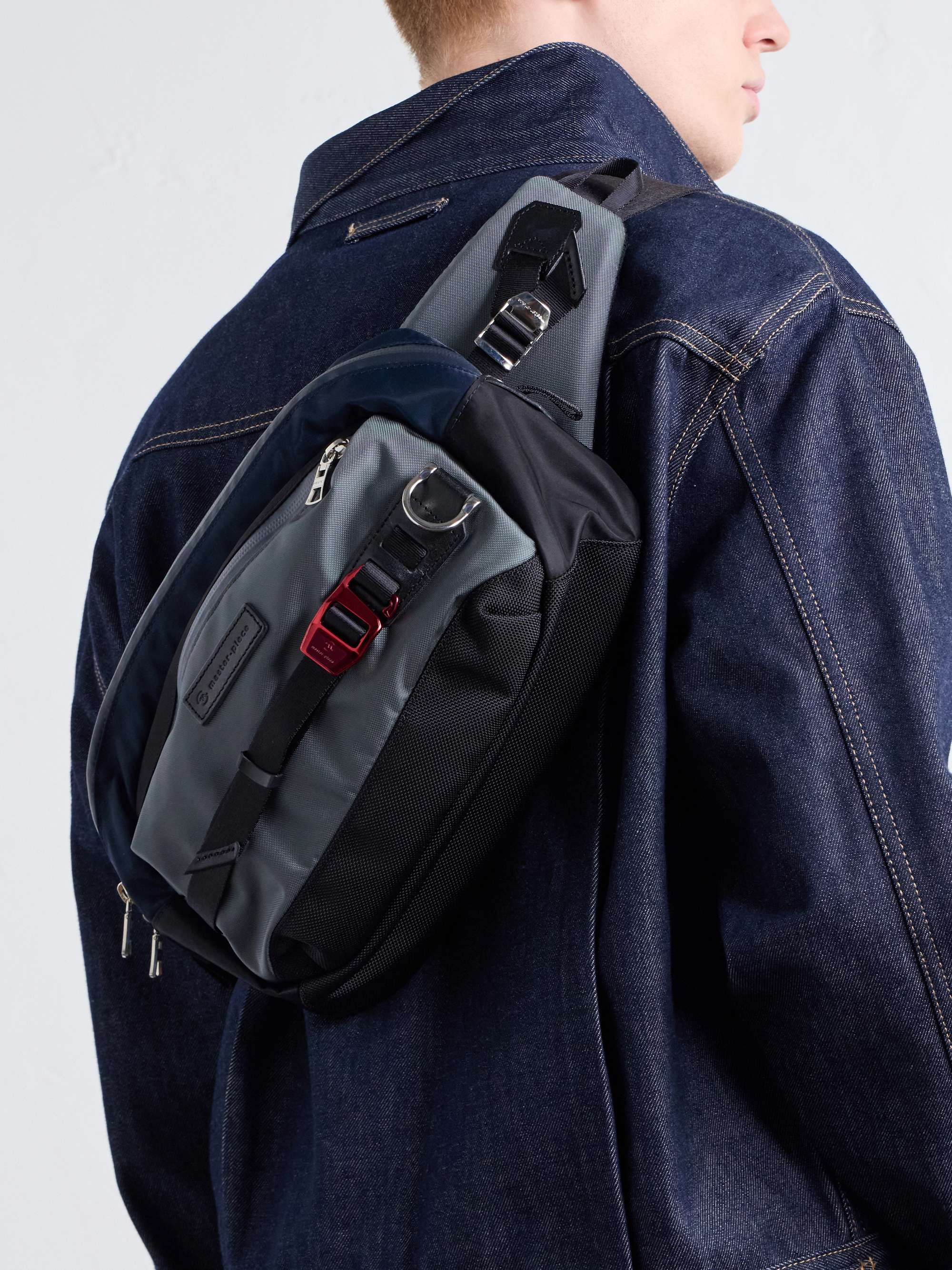 MASTER-PIECE Leather-Trimmed Nylon-Twill Belt Bag