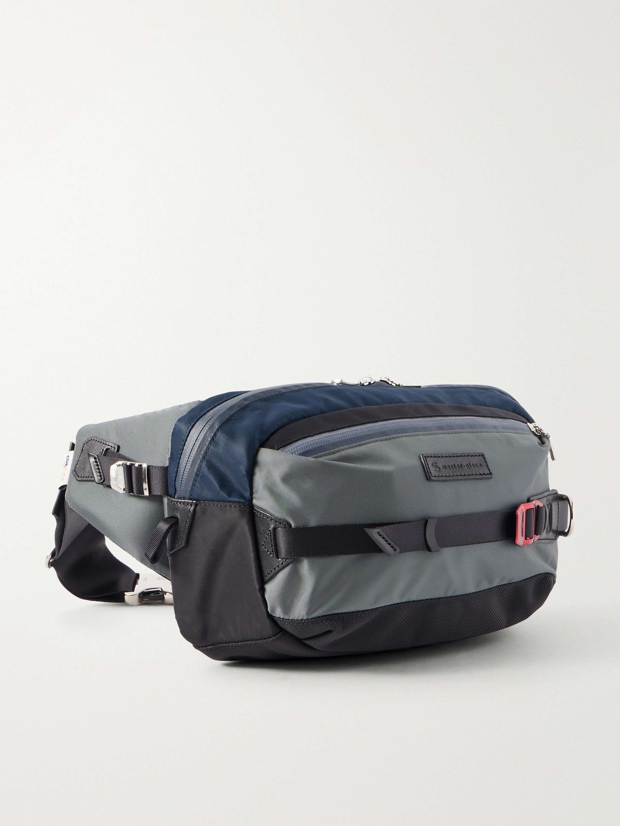 MASTER-PIECE Leather-Trimmed Nylon-Twill Belt Bag