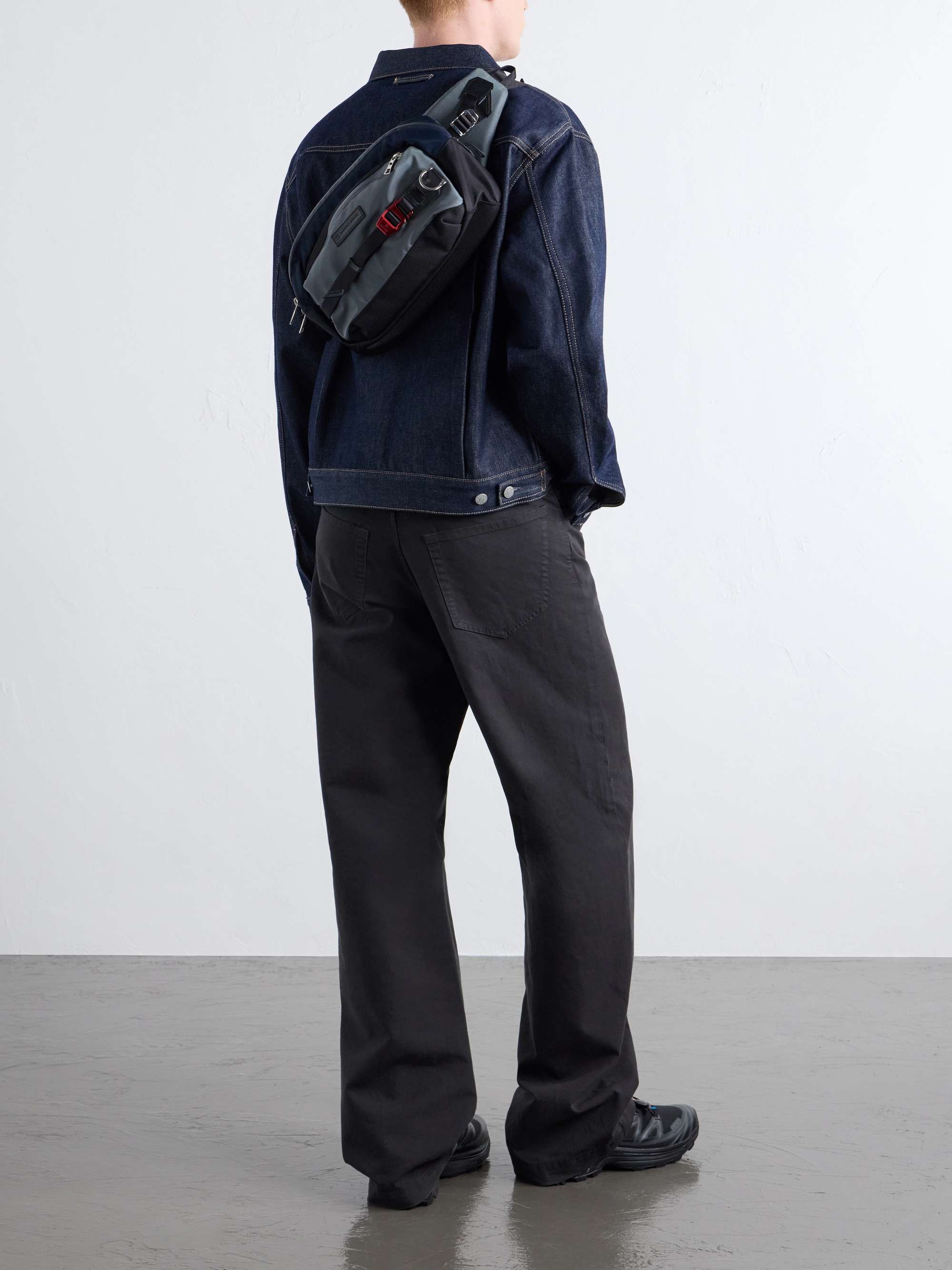 MASTER-PIECE Leather-Trimmed Nylon-Twill Belt Bag
