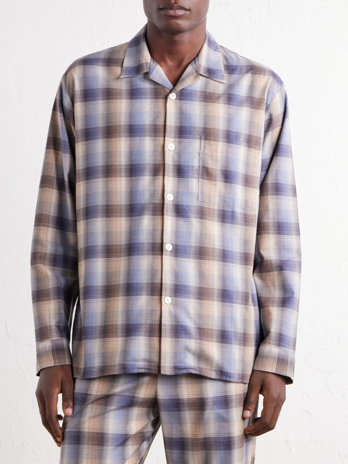 Auralee Checked Organic Cotton-Flannel Pyjama Shirt