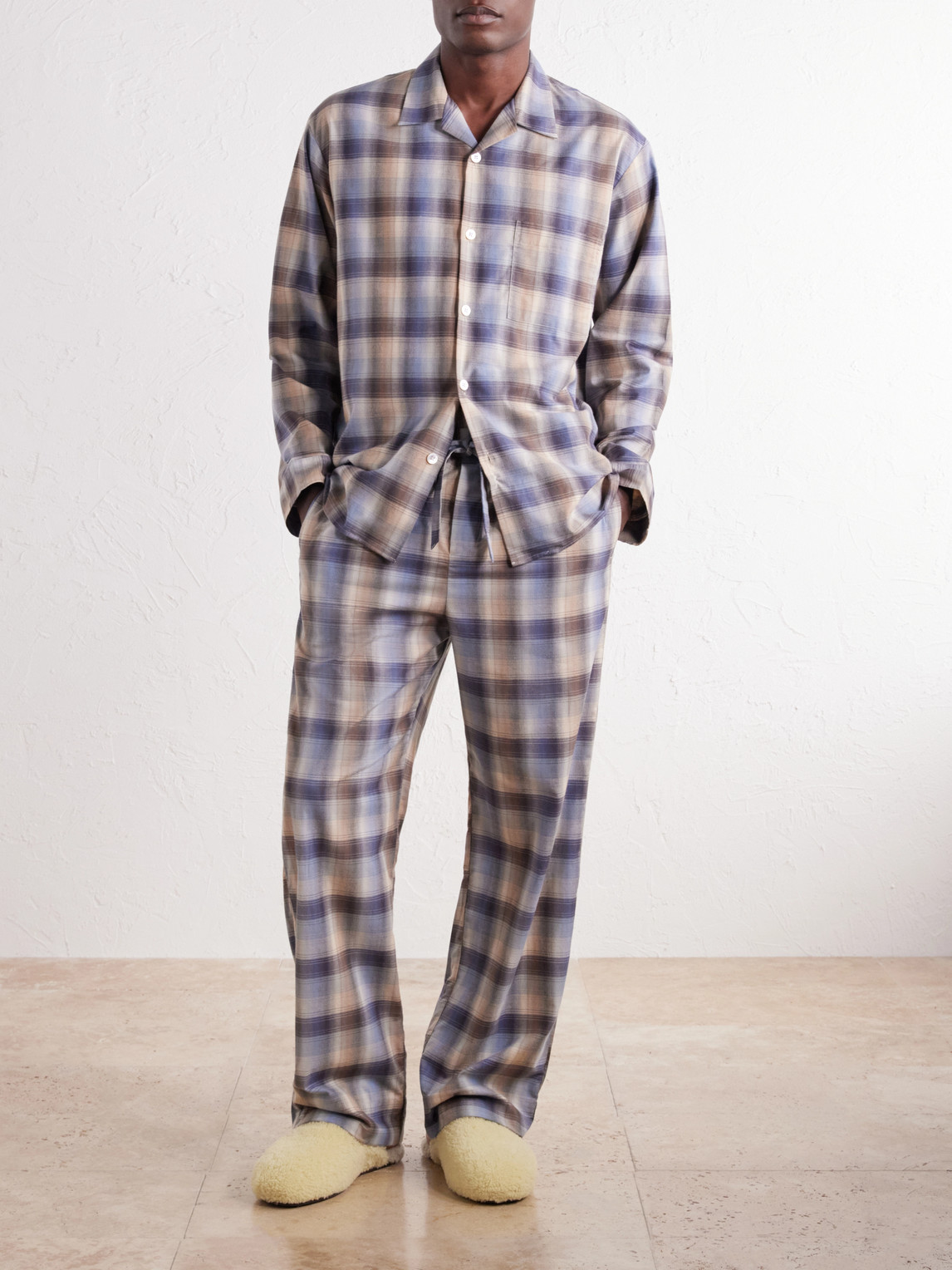 Auralee Checked Organic Cotton-Flannel Pyjama Shirt