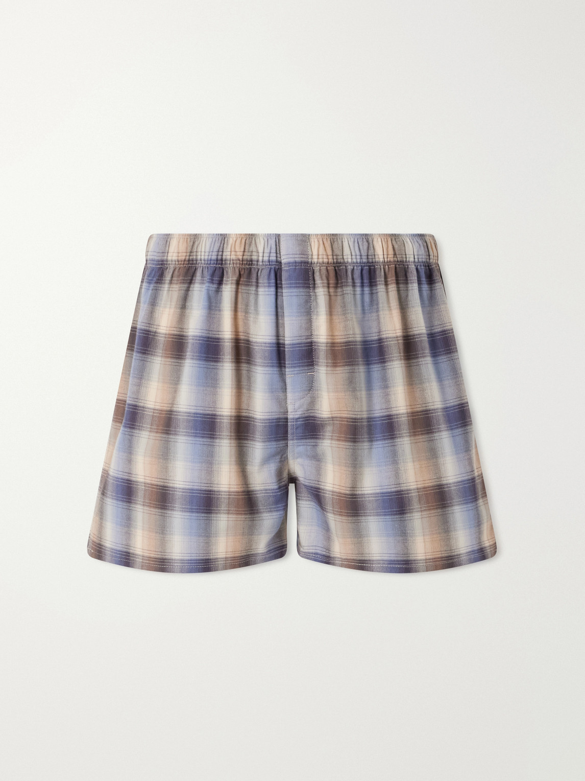 Auralee Checked Organic Cotton-Flannel Boxers