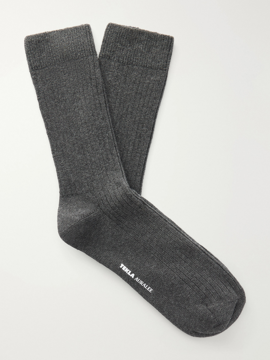 Auralee Ribbed Organic Cotton-Blend Socks