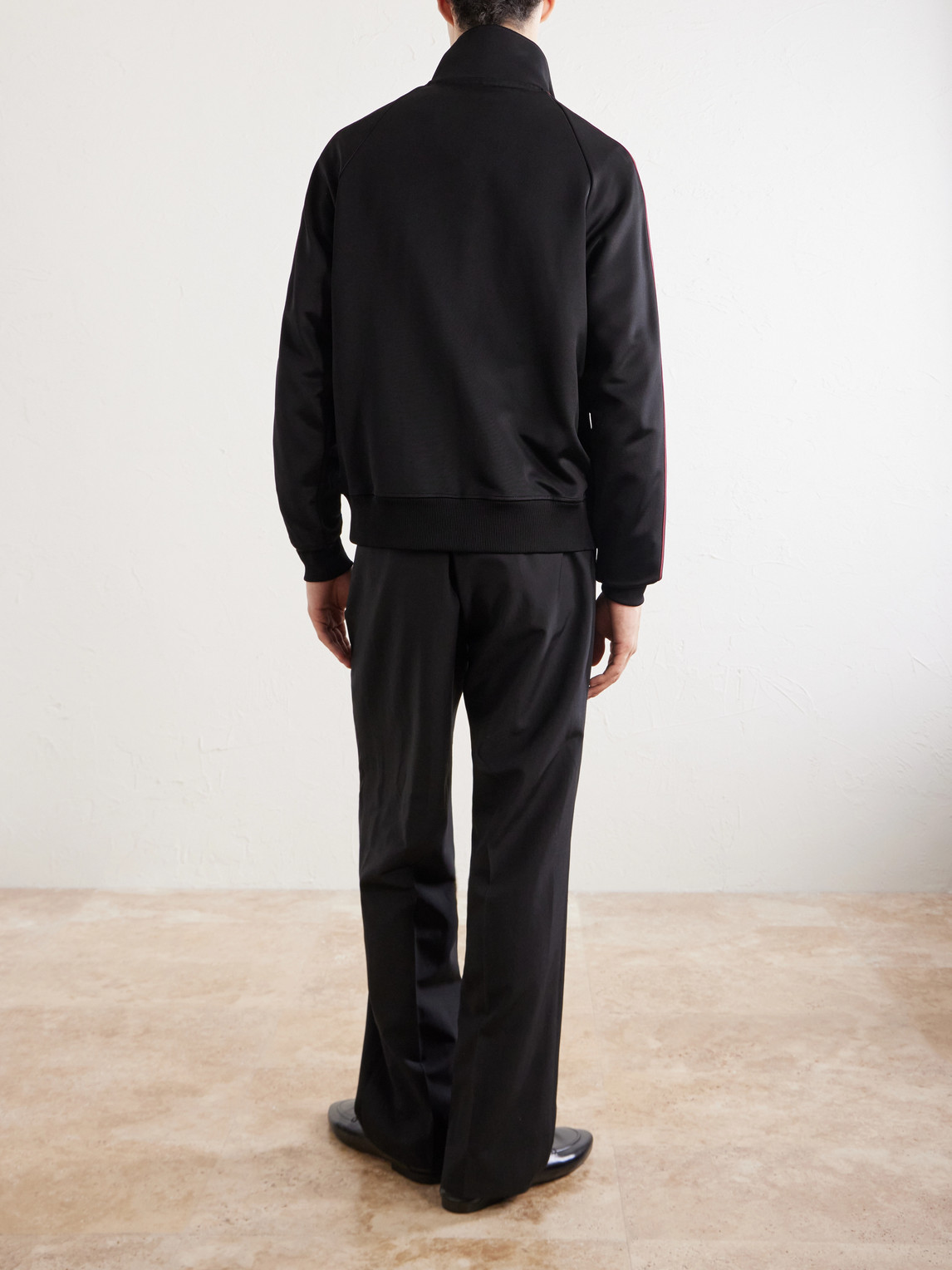 Logo-Detailed Striped Jersey Zip-Up Sweatshirt