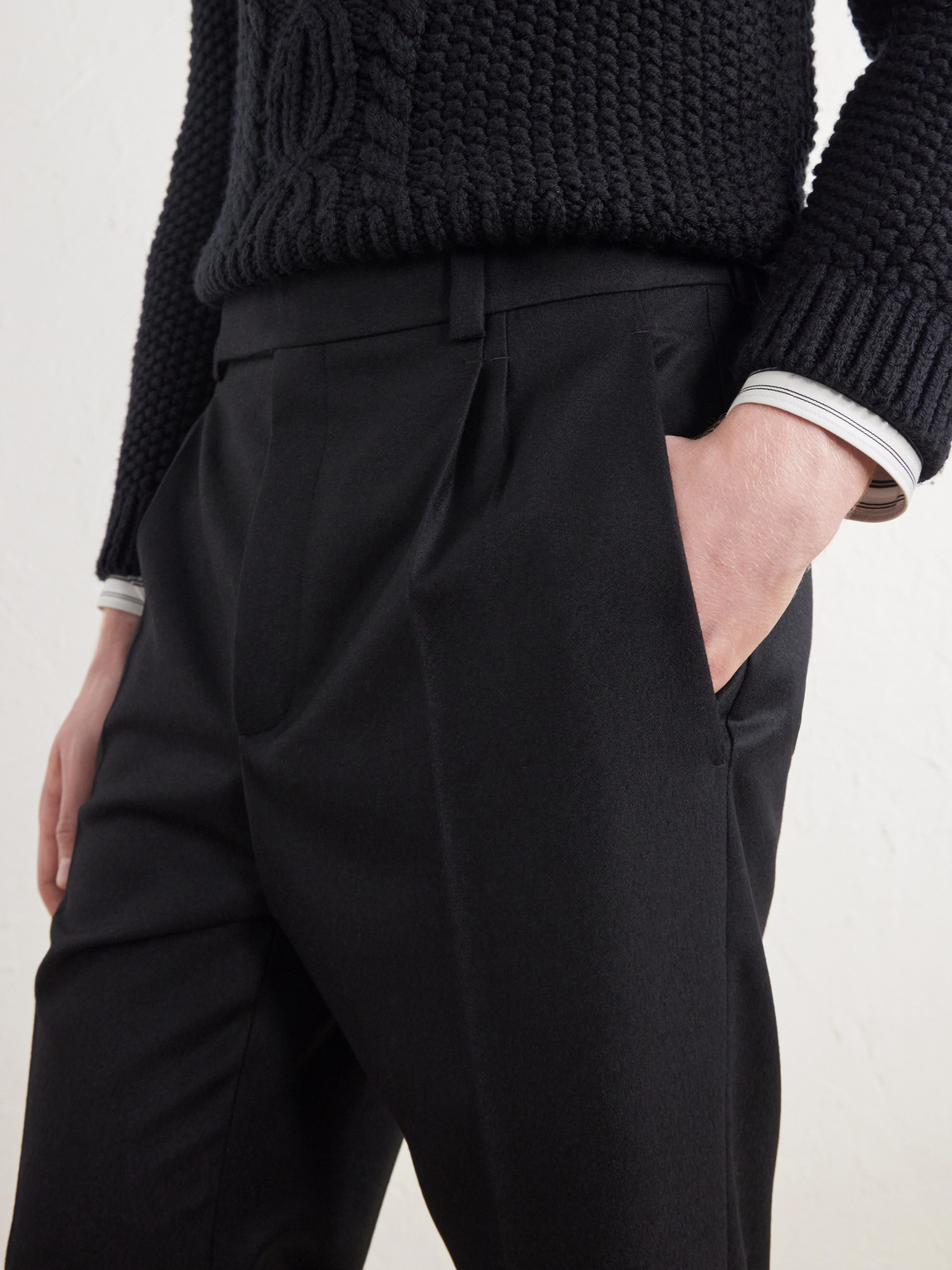 Tapered Brushed Wool Trousers